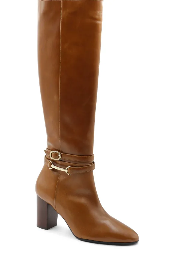 Adriana Knee High Block Heel Leather Boot