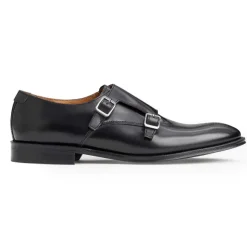 Alfeo Double Monk Strap-Black