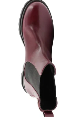 Alma Chunky Leather Chelsea Boot - Bordeuax