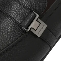 Arlo Slip On Side Bit Loafer Black Leather