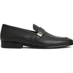 Arlo Slip On Side Bit Loafer Black Leather