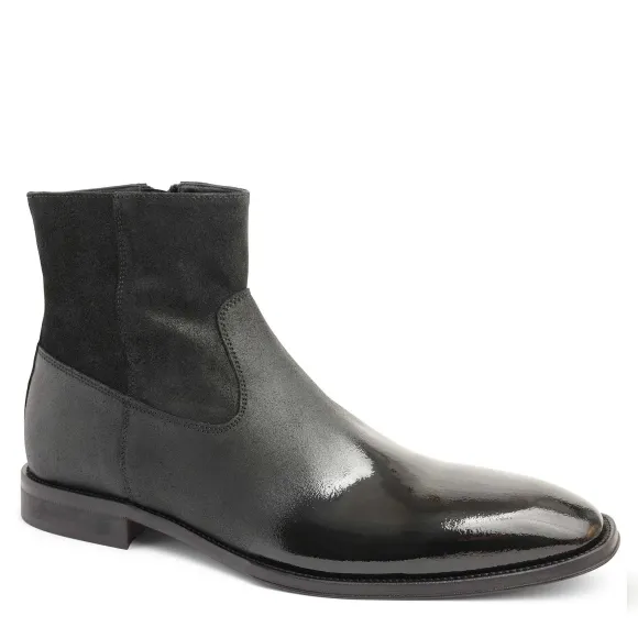 Armando Patent Ombre Suede Zip Boot - Black