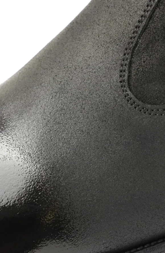 Armando Patent Ombre Suede Zip Boot - Black