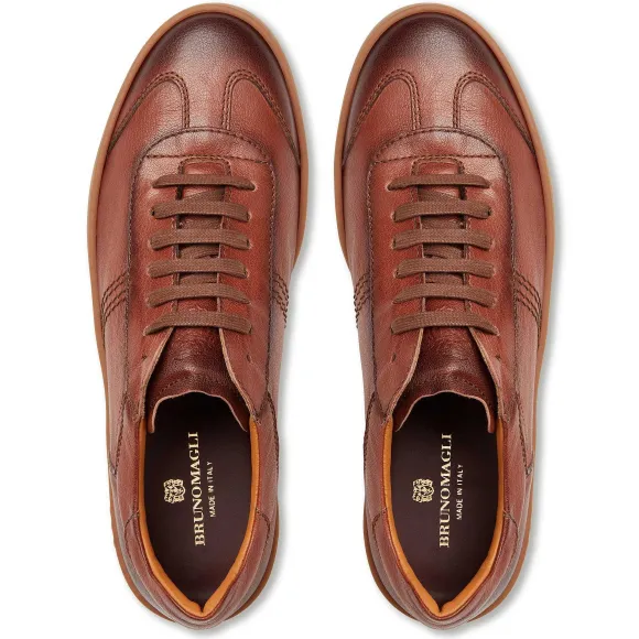 Bono Leather Lace-Up Sneaker-Cognac