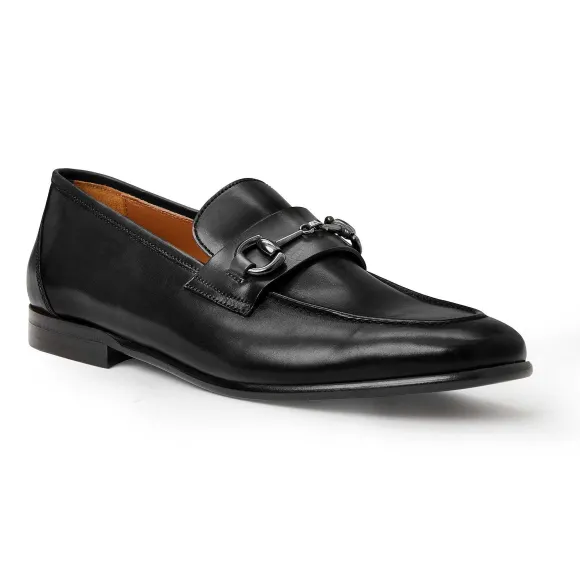 Collezione Mauro Leather Slip-On Loafer-Black
