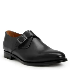 Collezione Vilante Leather Single Strap Monk Loafer-Black