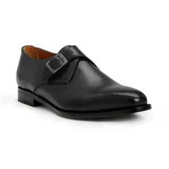 Collezione Vilante Leather Single Strap Monk Loafer-Black