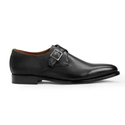 Collezione Vilante Leather Single Strap Monk Loafer-Black