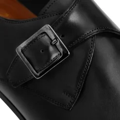 Collezione Vilante Leather Single Strap Monk Loafer-Black