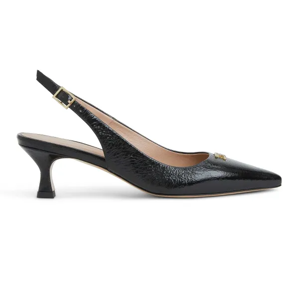Fiona Slingback Pump Black Crinkle Patent