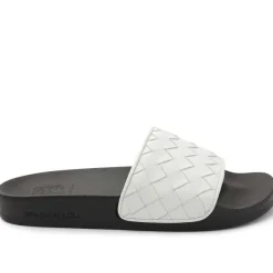 Magnus Sporty Leather & Suede Slide - White