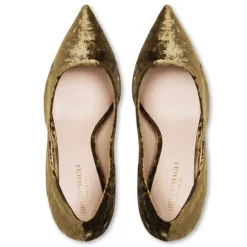 Telma Pointed Toe Pump- Olive Velvet