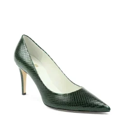 Telma Snake-Print Leather Pointed-Toe Pump - Emerald