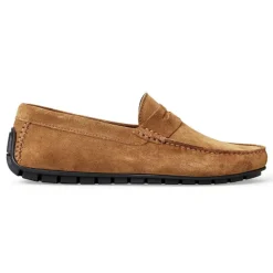 Xane Casual Suede Slip-On Driving Moccasin-Cognac